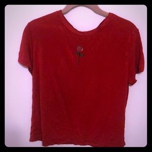 H&M small red T-shirt with a rose on the front